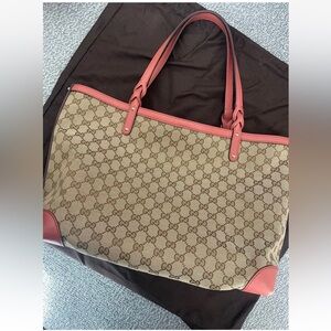 Gucci Beige and Pink Tote Bag
